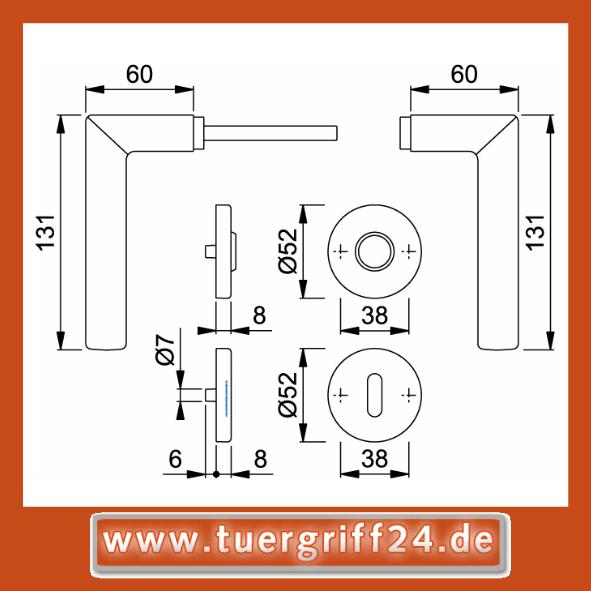 Hoppe Stockholm Edelstahl F69 Rosettengarnitur BB (OB) E1140Z/42KV/42KVS, 3042652, EAN 4012789351262